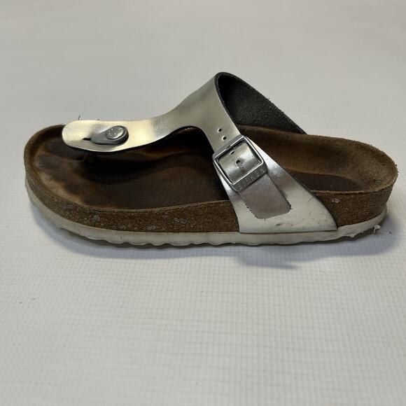 Birkenstock Gizeh Sandals Size EU 36 US L 5 Metallic Silver Gray Thong T Strap - Picture 6 of 13